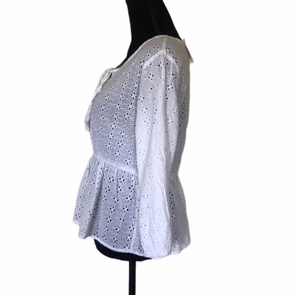 NWT Passport 100% cotton bohemian festival eyelet fabric peplum top size large - Picture 4 of 9